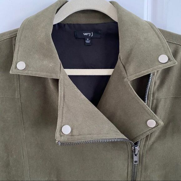 Very J Motorcycle jacket olive green suede size medium - Picture 3 of 7